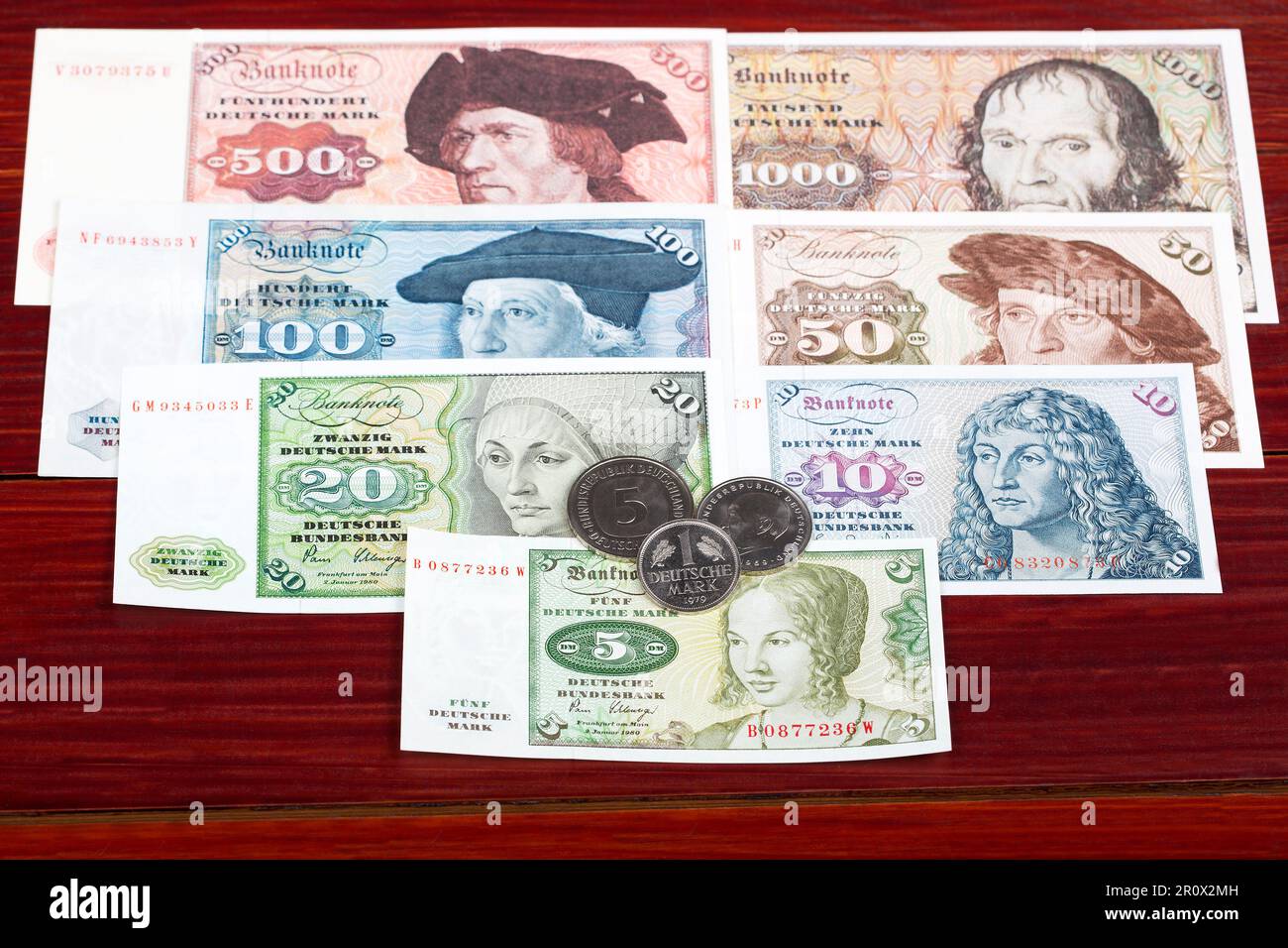 Allemagne de l'Ouest monnaie - marques - pièces et billets Banque D'Images