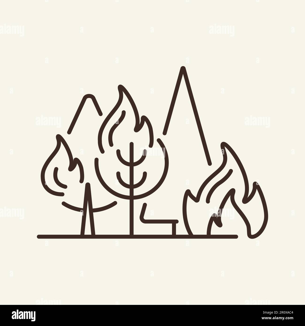 Icône de ligne de feu de forêt Illustration de Vecteur