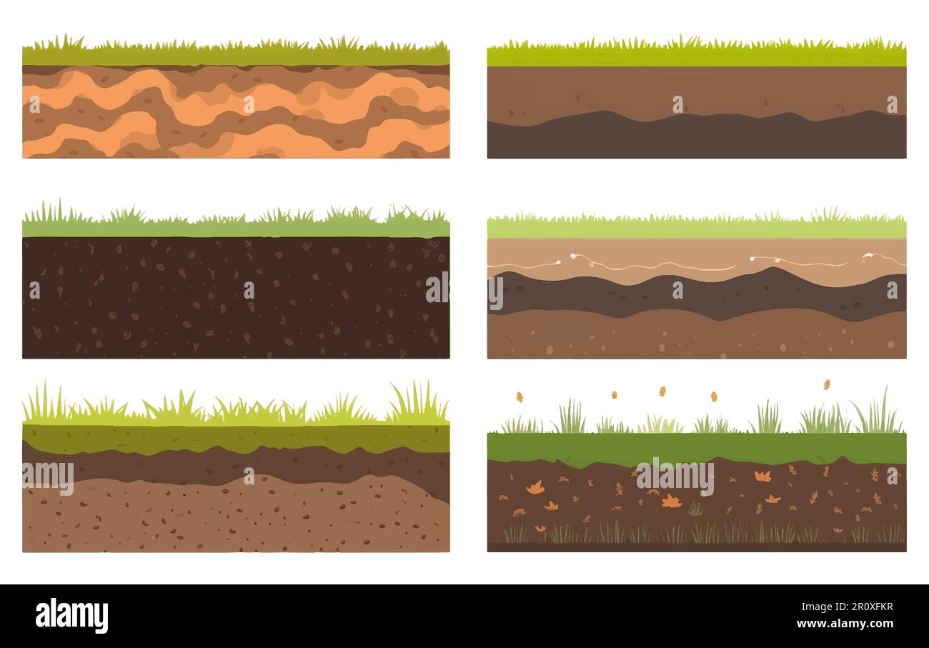 définir l'illustration vectorielle des couches de sol herbe verte, isoler le sol sur blanc Illustration de Vecteur