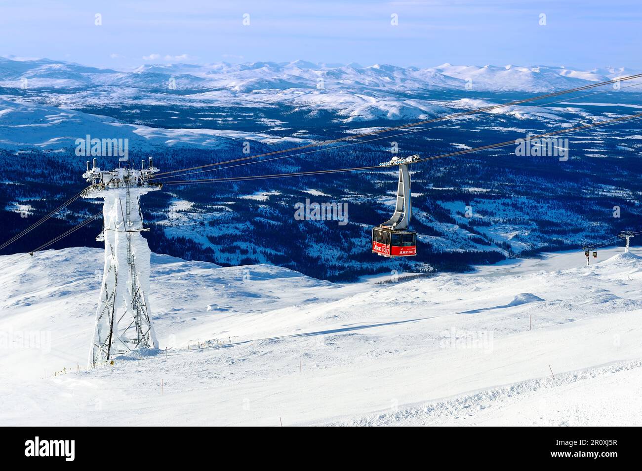 Téléphérique d'Åre avec un paysage de montagne, Jämtland, Suède Banque D'Images