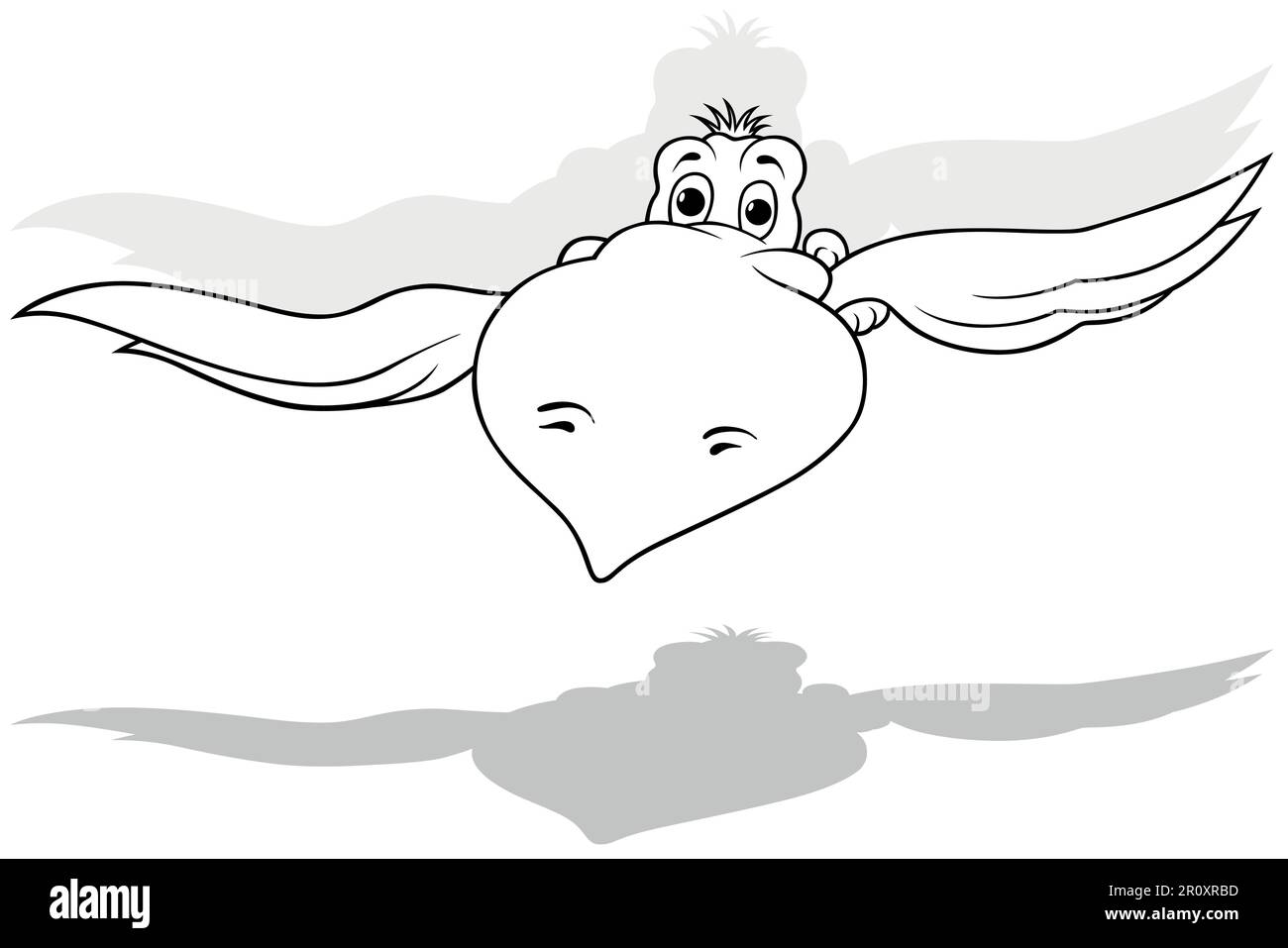 Dessin d'un perroquet volant avec un Big Beak Illustration de Vecteur