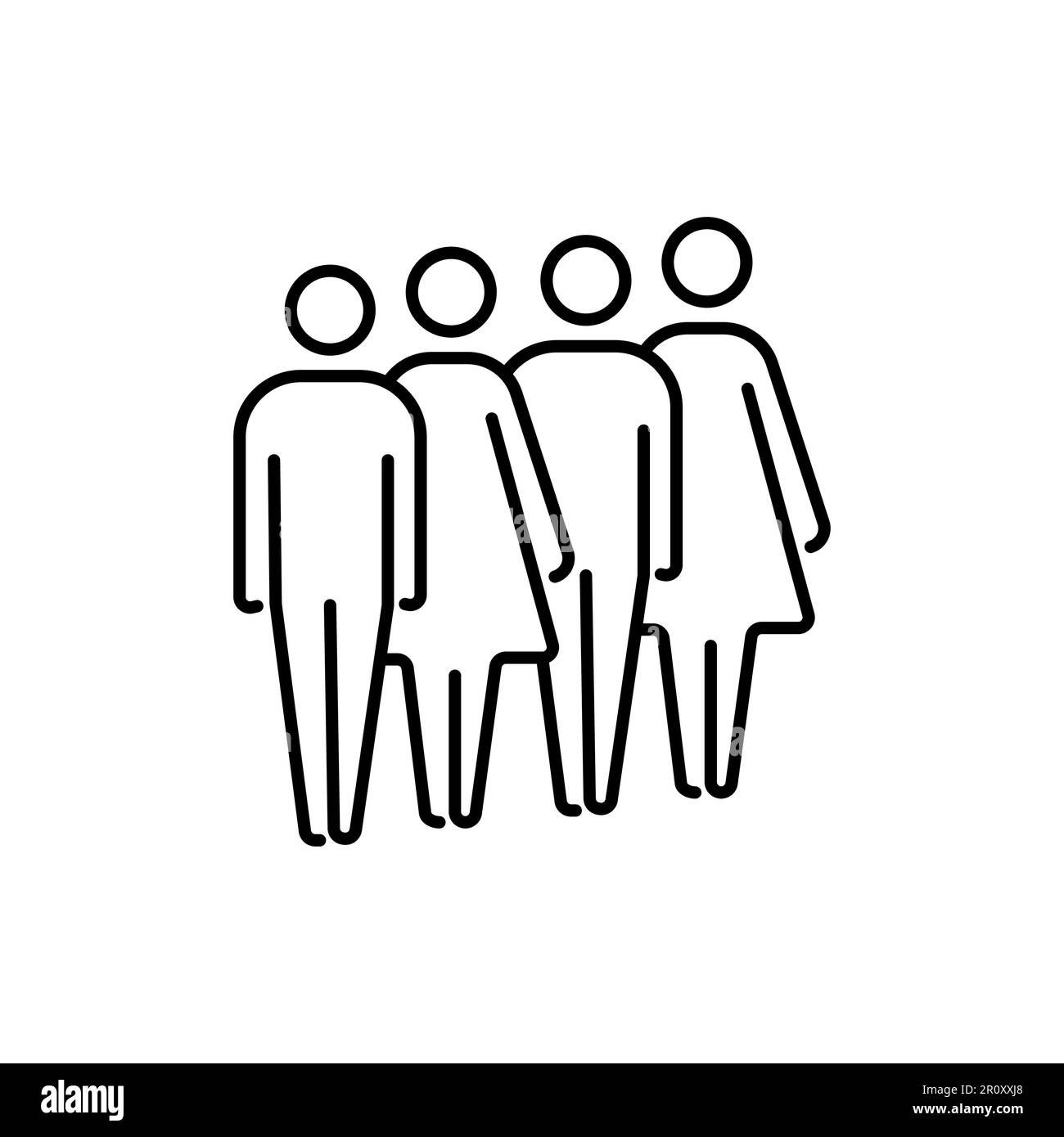 Icône de file d'attente AirPort. Icône de contour de file d'attente d'aéroport linéaire mince isolée sur fond blanc de la collection du terminal d'aéroport. Symbole de vecteur de ligne, symbole pour Illustration de Vecteur