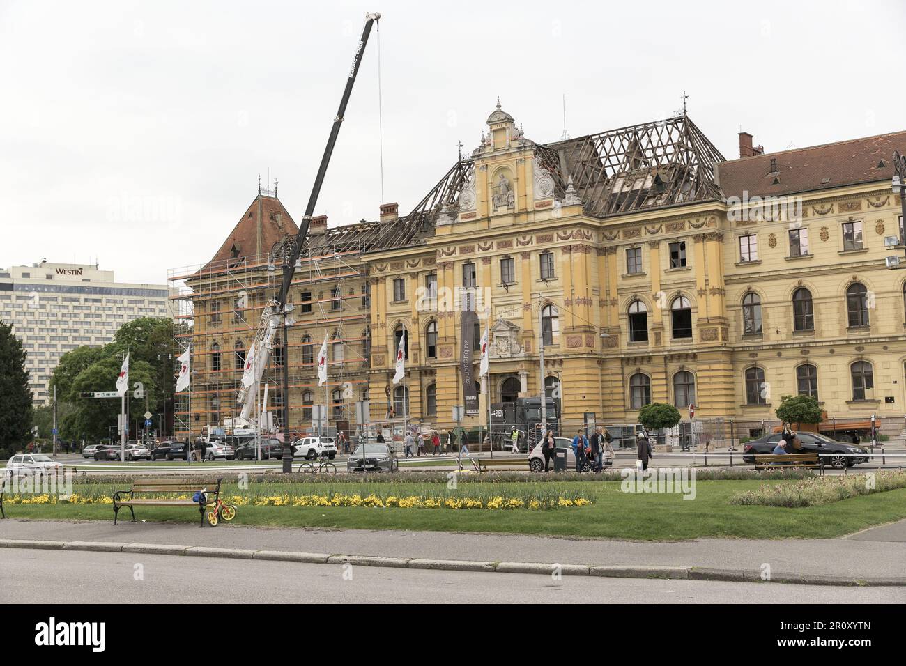 Reconstruction après le tremblement de terre à Zagreb Banque D'Images