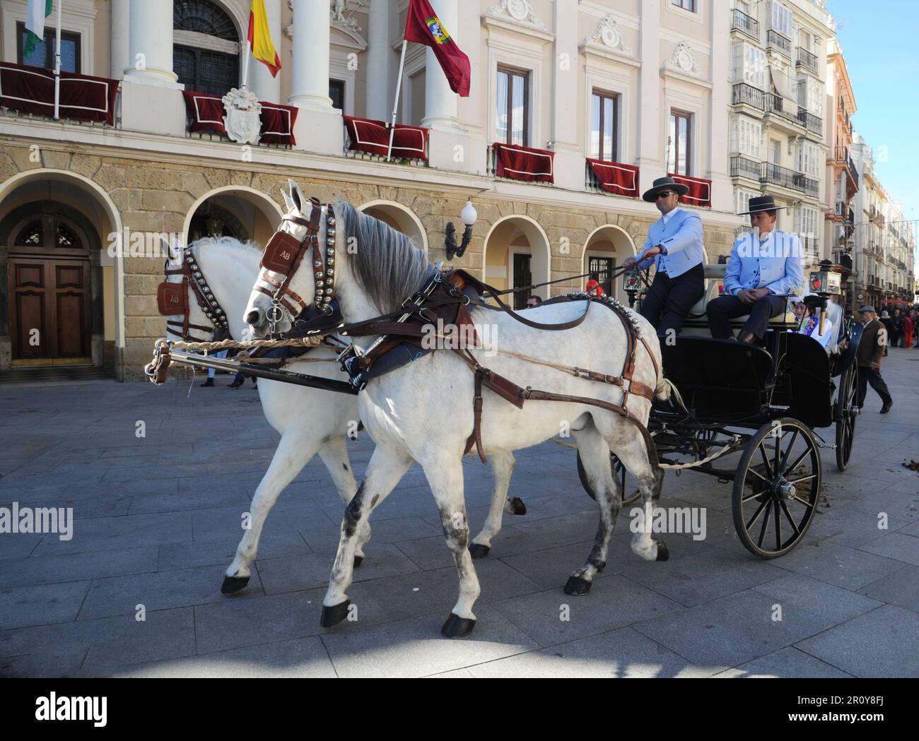 Chariot à cheval, Plaza de San Juan de Dios, Cadix, Espagne Banque D'Images