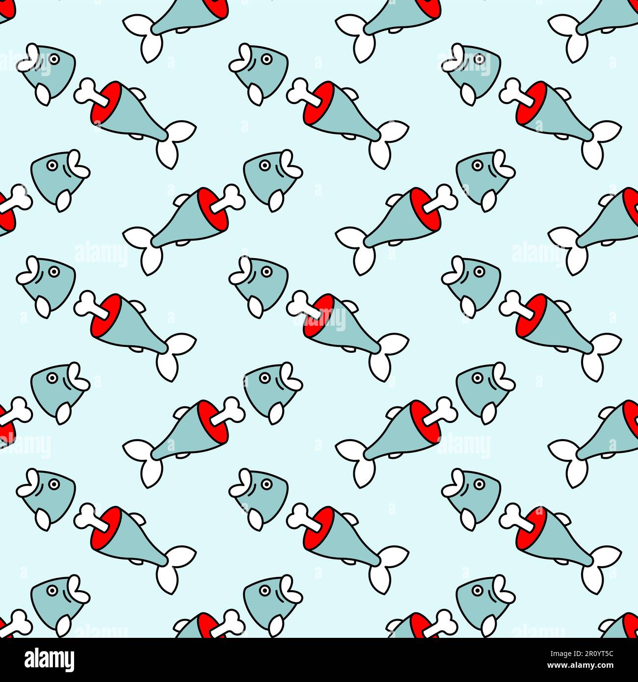 Motif poisson et os en tranches sans couture. Arrière-plan vectoriel Illustration de Vecteur