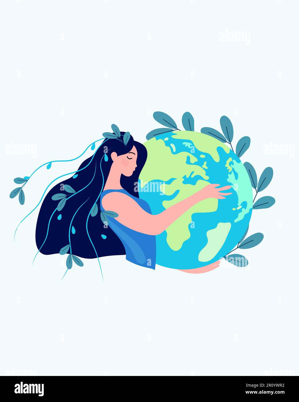 Les mains humaines embrassent la Terre avec soin, incarnant la philosophie du vert, favorisant la conscience environnementale et la sauvegarde des écosystèmes. Journée mondiale de l'eau et journée de la terre. Vecteur. Illustration de Vecteur