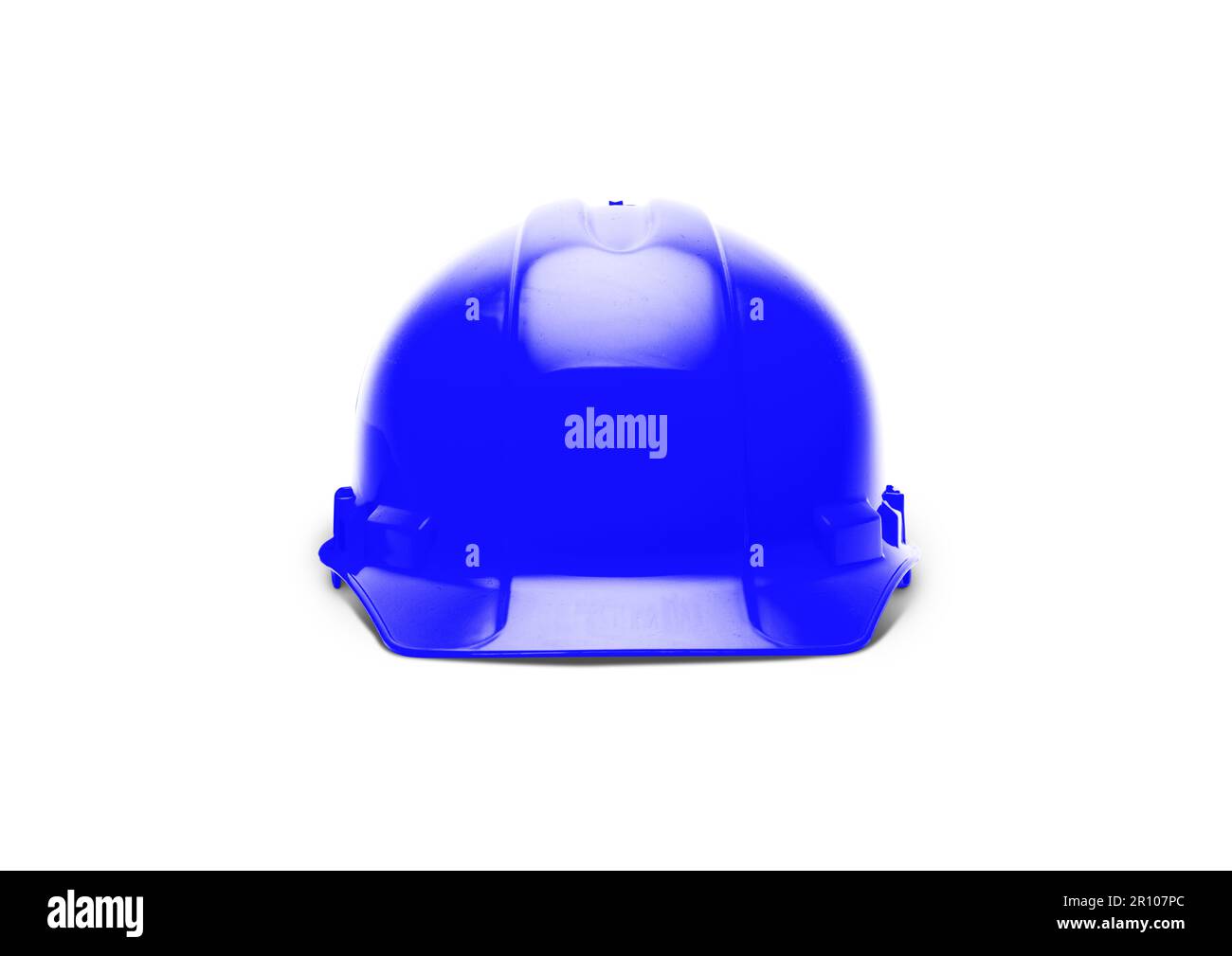 Blue Construction Safety Hard Hat face à l'avant isolé sur blanc prêt pour votre logo. Banque D'Images