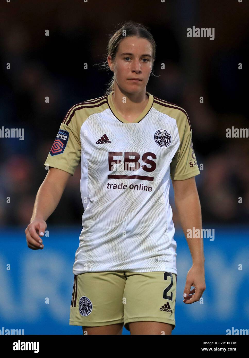 Courtney Nevin de Leicester City pendant le match de la Barclays Women's Super League à Kingsmeadow, Kingston upon Thames. Date de la photo: Mercredi 10 mai 2023. Banque D'Images