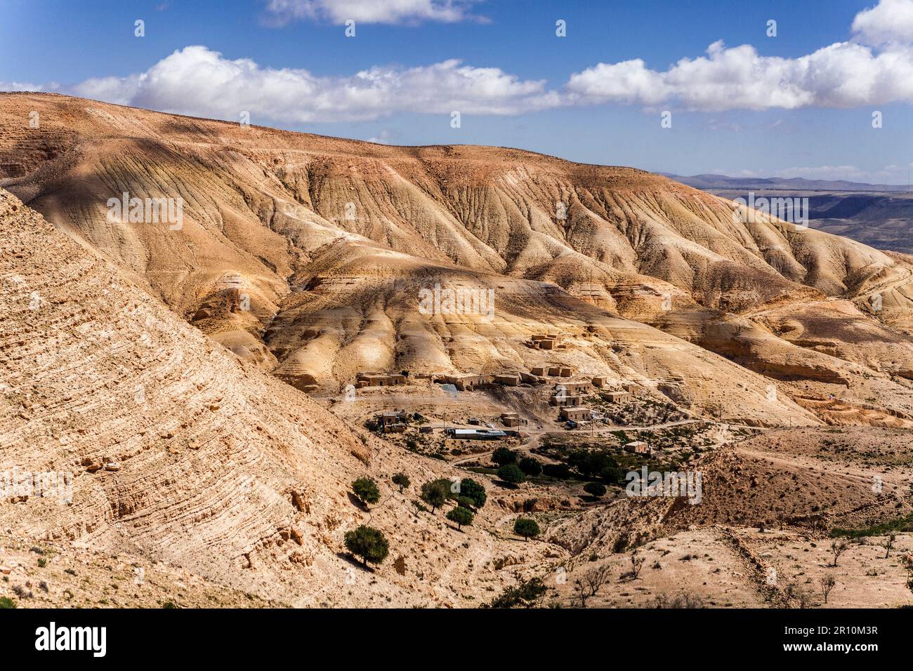 Paysage près du château de Shobak et de la vallée d'Arabah, Jordanie Banque D'Images