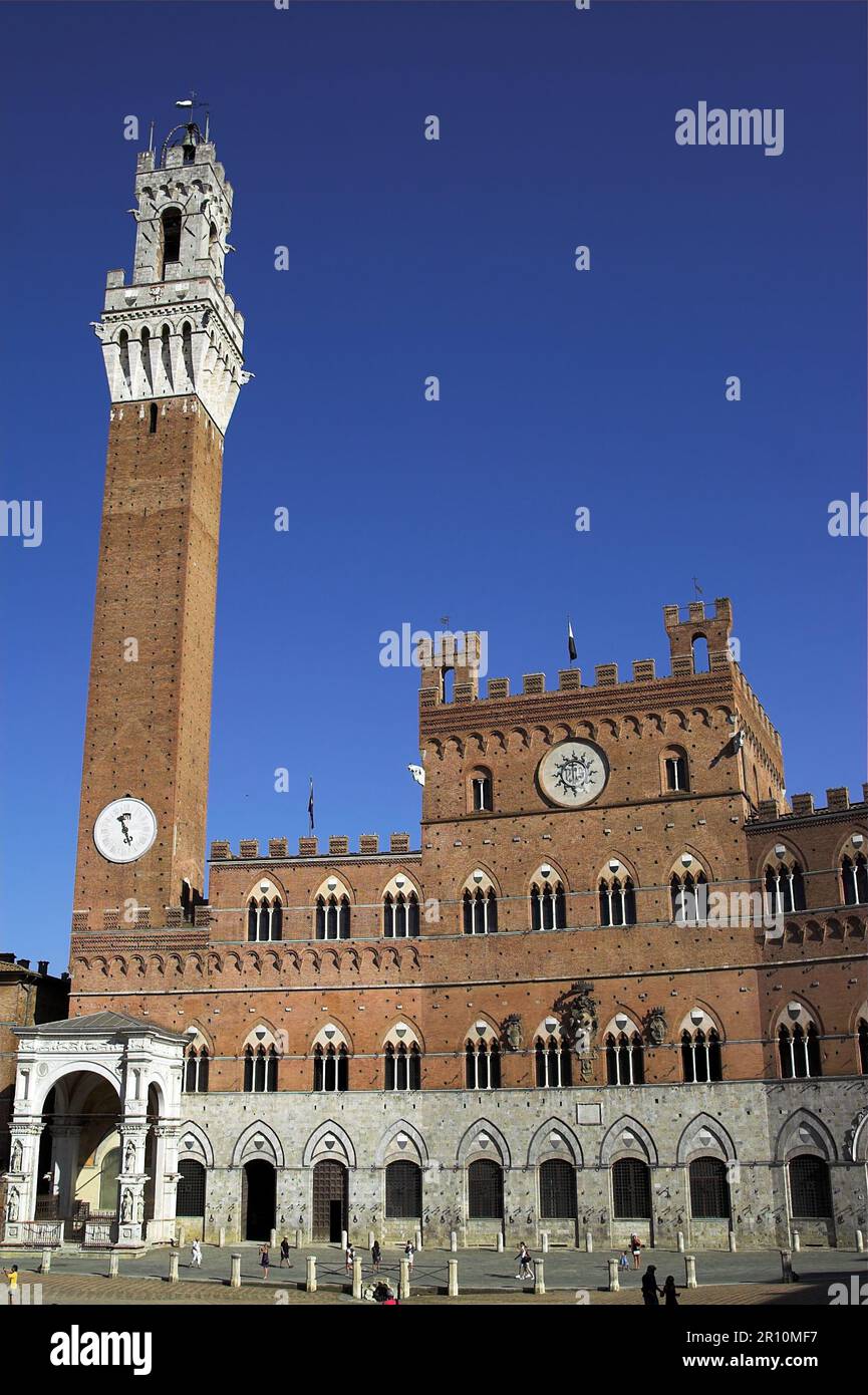 Sienne, Italie, Italie, Italie, Italie ; Palazzo Pubblico, Palazzo Comunale, Piazza del Campo; ratusz średniowiecze archiektura gotyk; UNESCO Torre del Mangia Banque D'Images