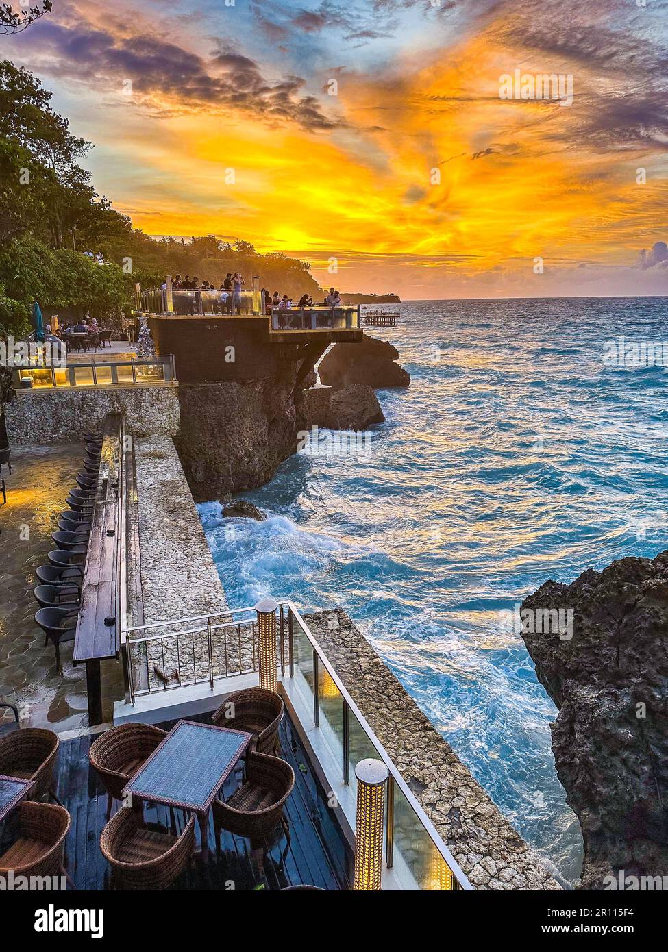 Rock bar à Jimbaran, Bali, Indonésie Banque D'Images