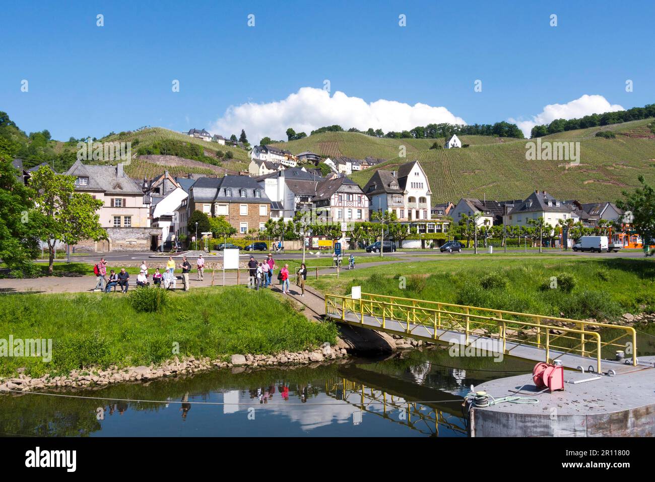 Amarrage en bateau à Uerzig sur la Moselle Banque D'Images