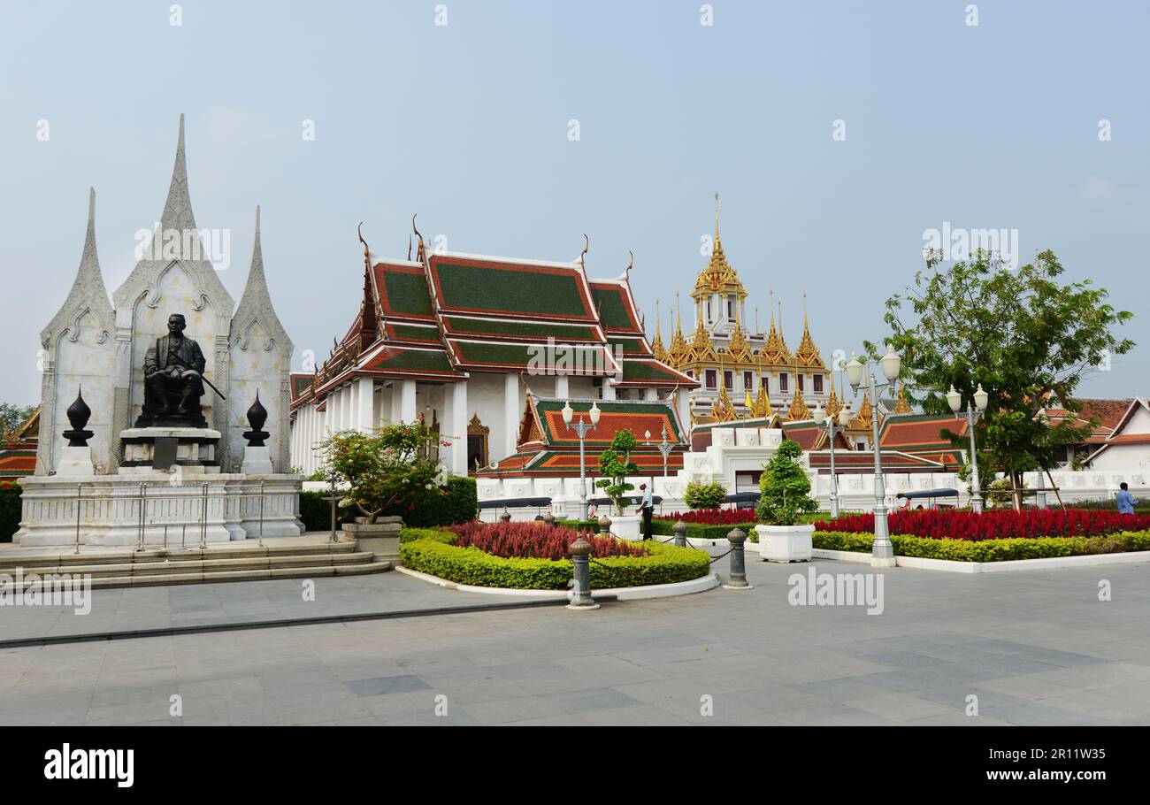 Statue du roi Rama III à Banglaphu, Bangkok, Thaïlande. Banque D'Images