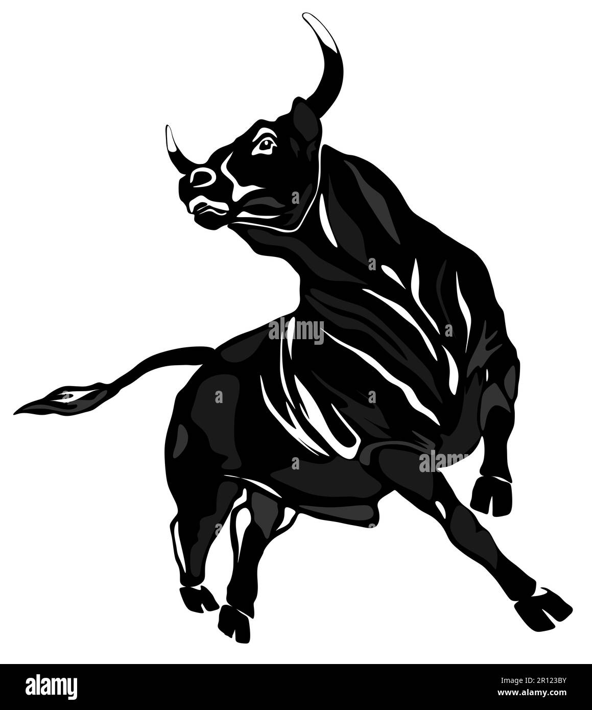 taureau noir sur fond blanc Banque D'Images