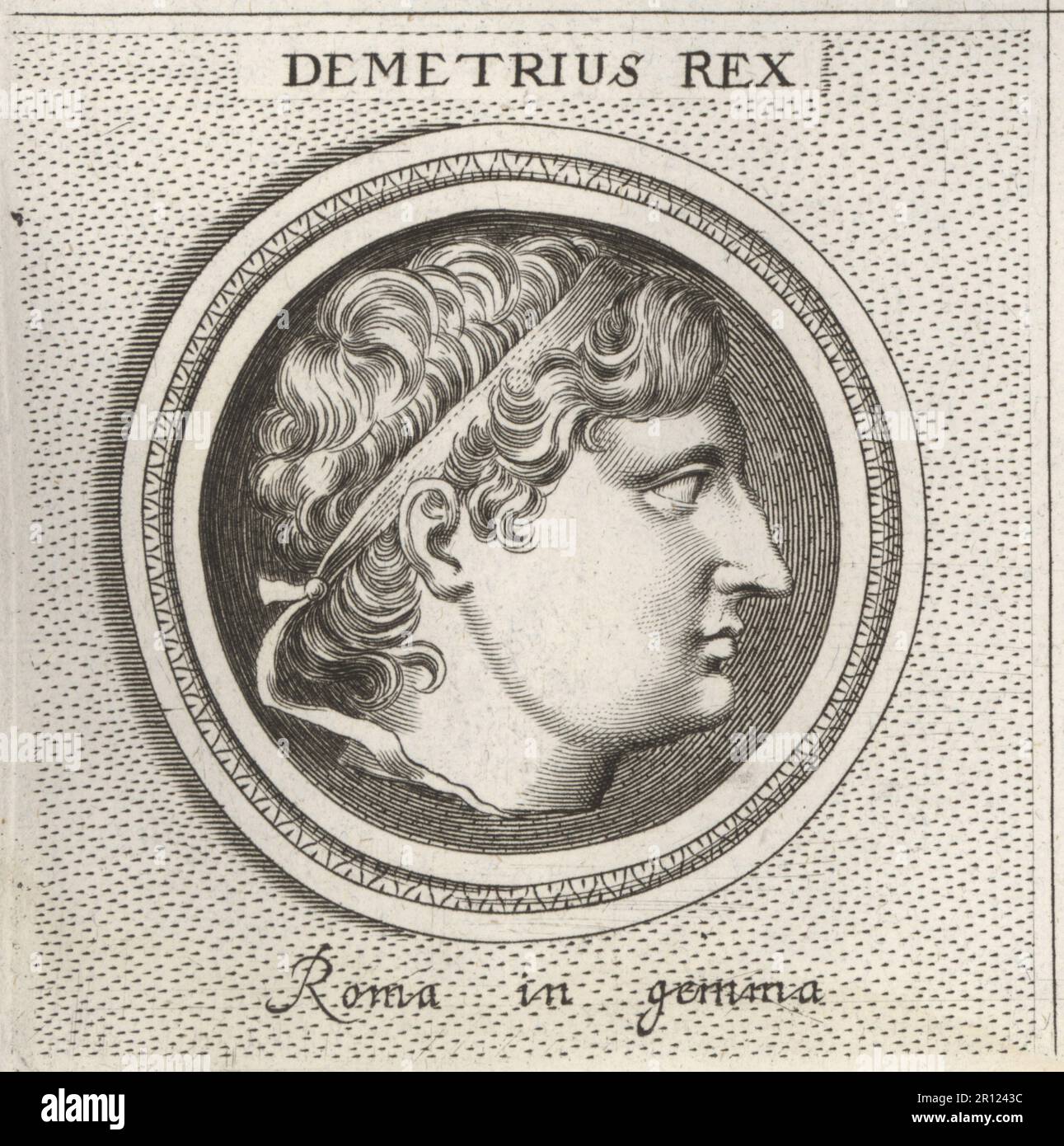 Demetrius I, également appelé Poliorcetes, noble macédonien, chef militaire et roi de Macédonie, 337-283 av. J.-C. Demetrius Rex. Roma à gemma. Gravure sur plaque après une illustration de Joachim von Sandrat de son Academia Todesca, della Architectura, Scucultura & Pittura, oder Teutsche Academie, der Edlen Bau- Bild- und Mahlerey-Kunste, Académie allemande d’architecture, de sculpture et de peinture, Jacob von Sandrart, Nuremberg, 1675. Banque D'Images