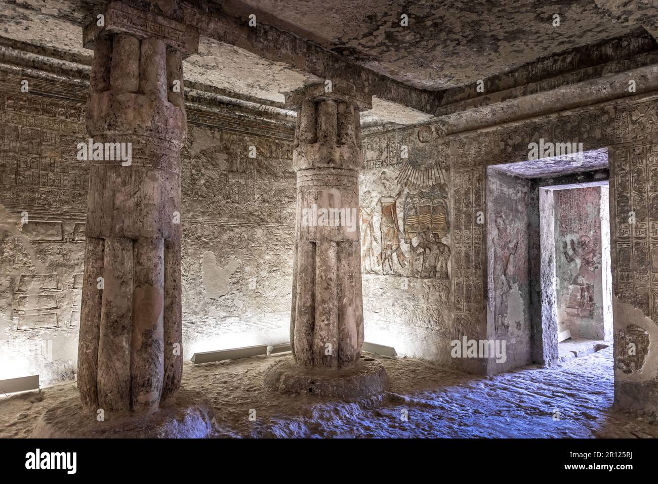 À l'intérieur d'un tombeau des tombes du Nord à Amarna, en Égypte Banque D'Images
