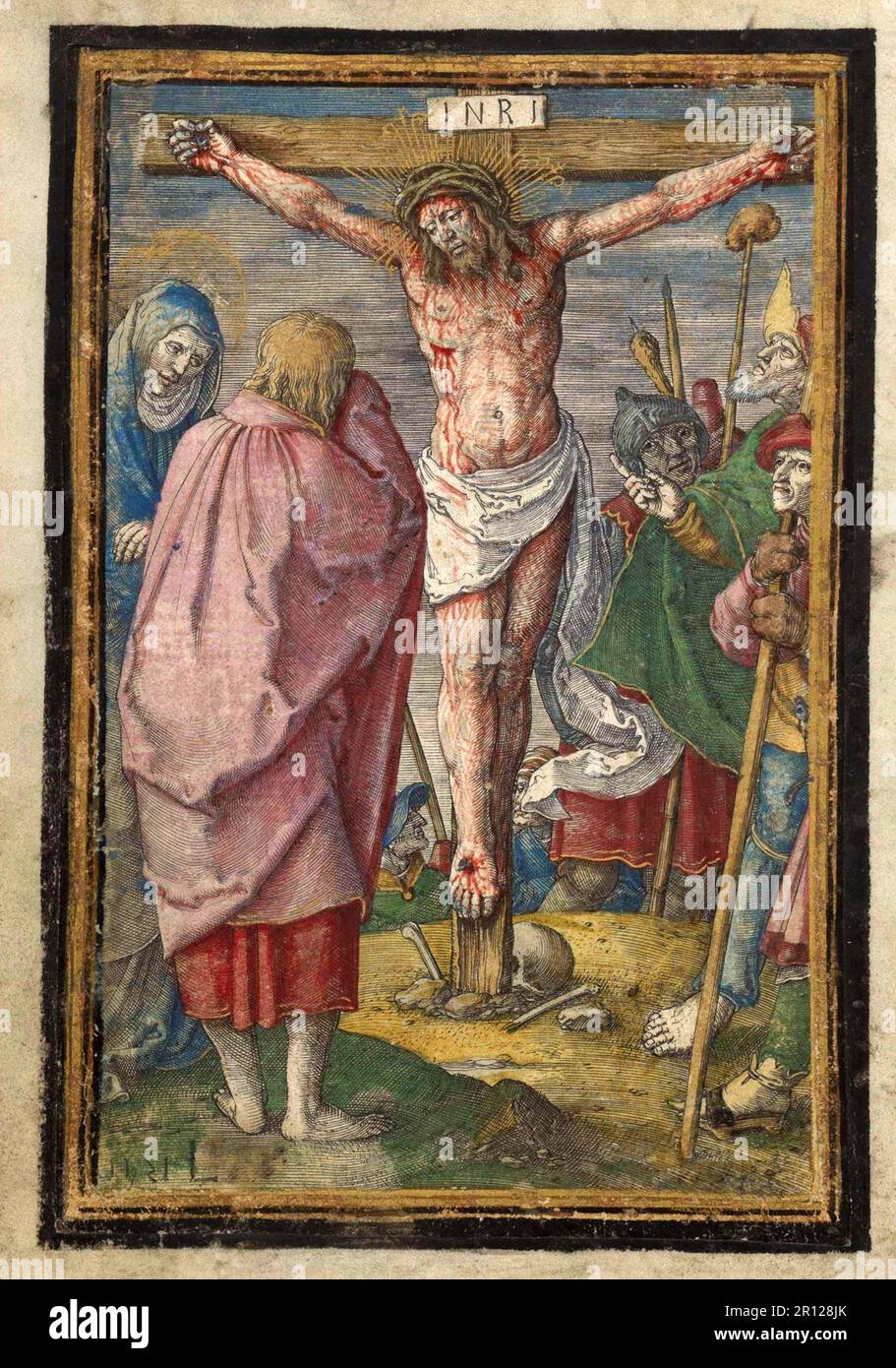 La Crucifixion, exécution, de Jésus de Nazareth, Christ, Vendredi Saint, Golgotha, Crucifixion du Christ, Lucas van Leyden, c. 1521, Belgique, reproduction historique, restaurée numériquement à partir d'un original datant de 19th ans. Banque D'Images