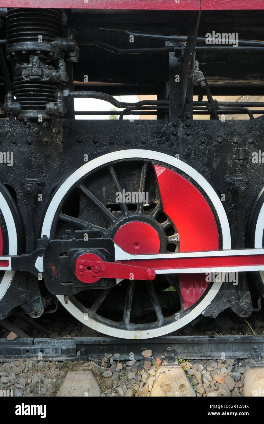 Une des roues du train de vapeur Banque D'Images