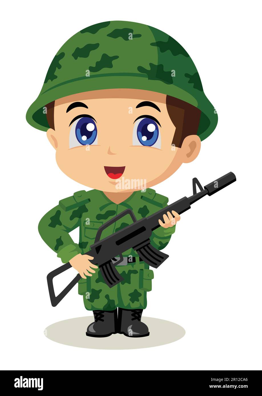 Jolie illustration de dessin animé d'un soldat Illustration de Vecteur