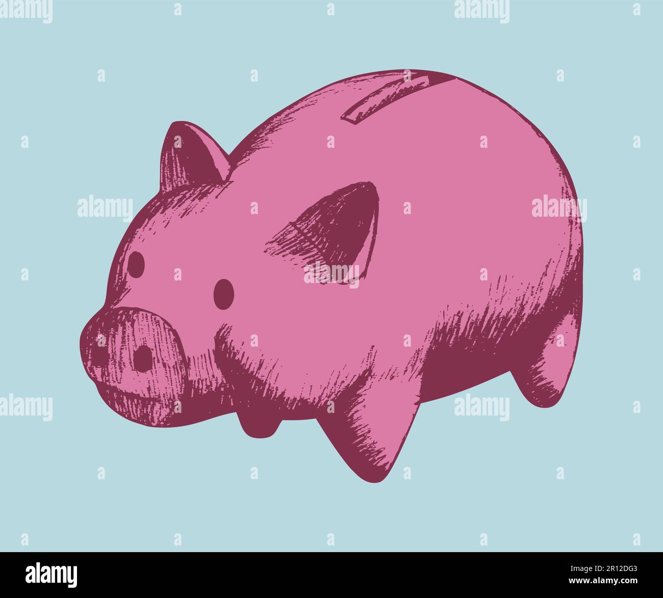 Illustration de style rétro d'une banque de porc Illustration de Vecteur