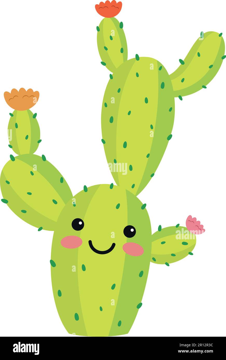 Illustration vectorielle d'un personnage de cactus drôle de style dessin animé isolé sur fond blanc Illustration de Vecteur