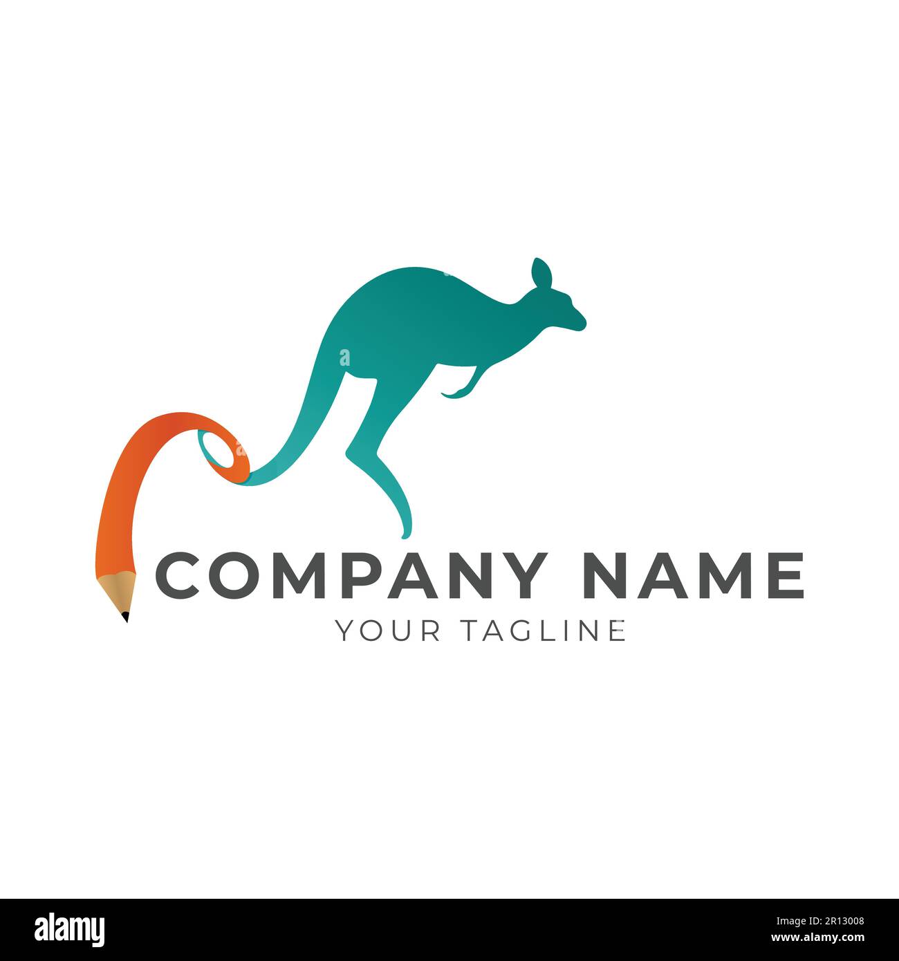 Logo éducation symbole animal kangourou. Kangourou avec logo de queue de crayon, modèle de motif vectoriel d'icône. logotype kangaroo design vecteur avec gradient colo Illustration de Vecteur