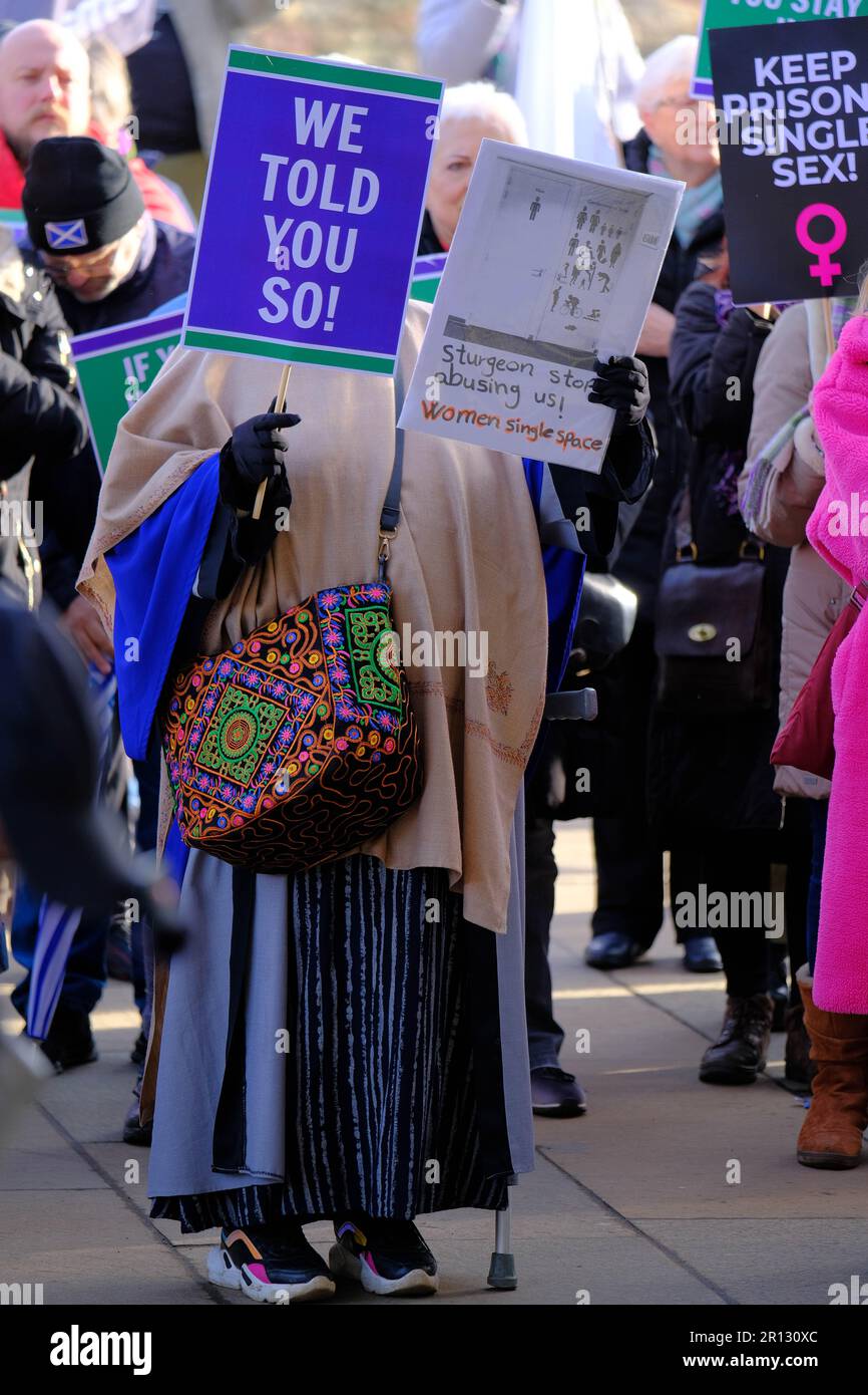 Édimbourg, Écosse, Royaume-Uni. 9th févr. 2023. Les femmes protestent contre le projet de loi sur la réforme de la reconnaissance des sexes du SNP. Credit Mark Lear / Alamy Live News Banque D'Images