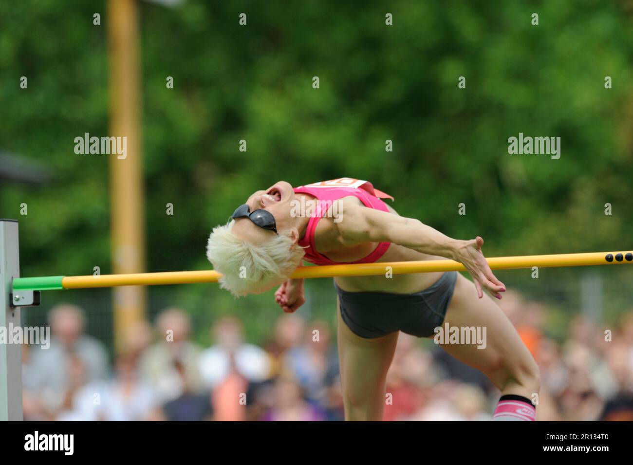Ariane Friedrich Aktion Hochsprung Leichtathletik Gala à Wattenscheid am 2,8.2009. Banque D'Images