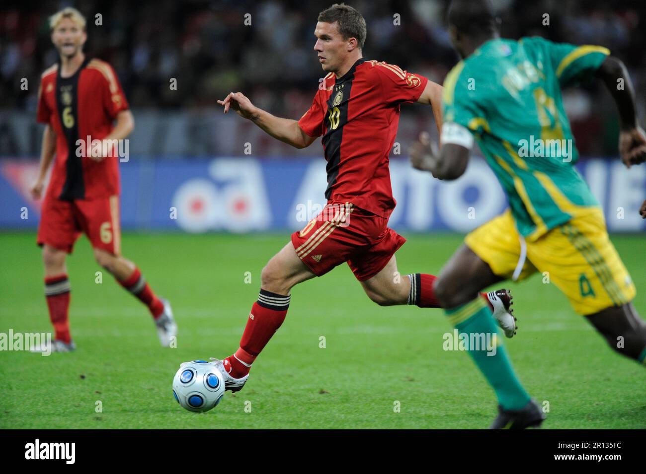 Lukas Podolski Aktion Fußball Länderspiel, Deutschland - Südafrika 2:0, 5,9.2009. Banque D'Images