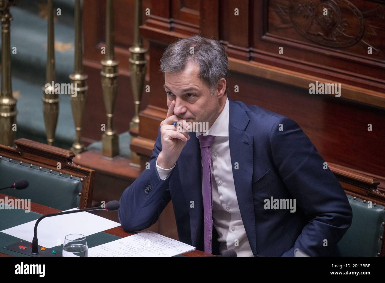 Bruxelles, Belgique. 11th mai 2023. Le Premier ministre Alexander de Croo en photo lors d'une séance plénière de la Chambre au Parlement fédéral à Bruxelles, le jeudi 11 mai 2023. BELGA PHOTO NICOLAS MATERLINCK crédit: Belga News Agency/Alay Live News Banque D'Images