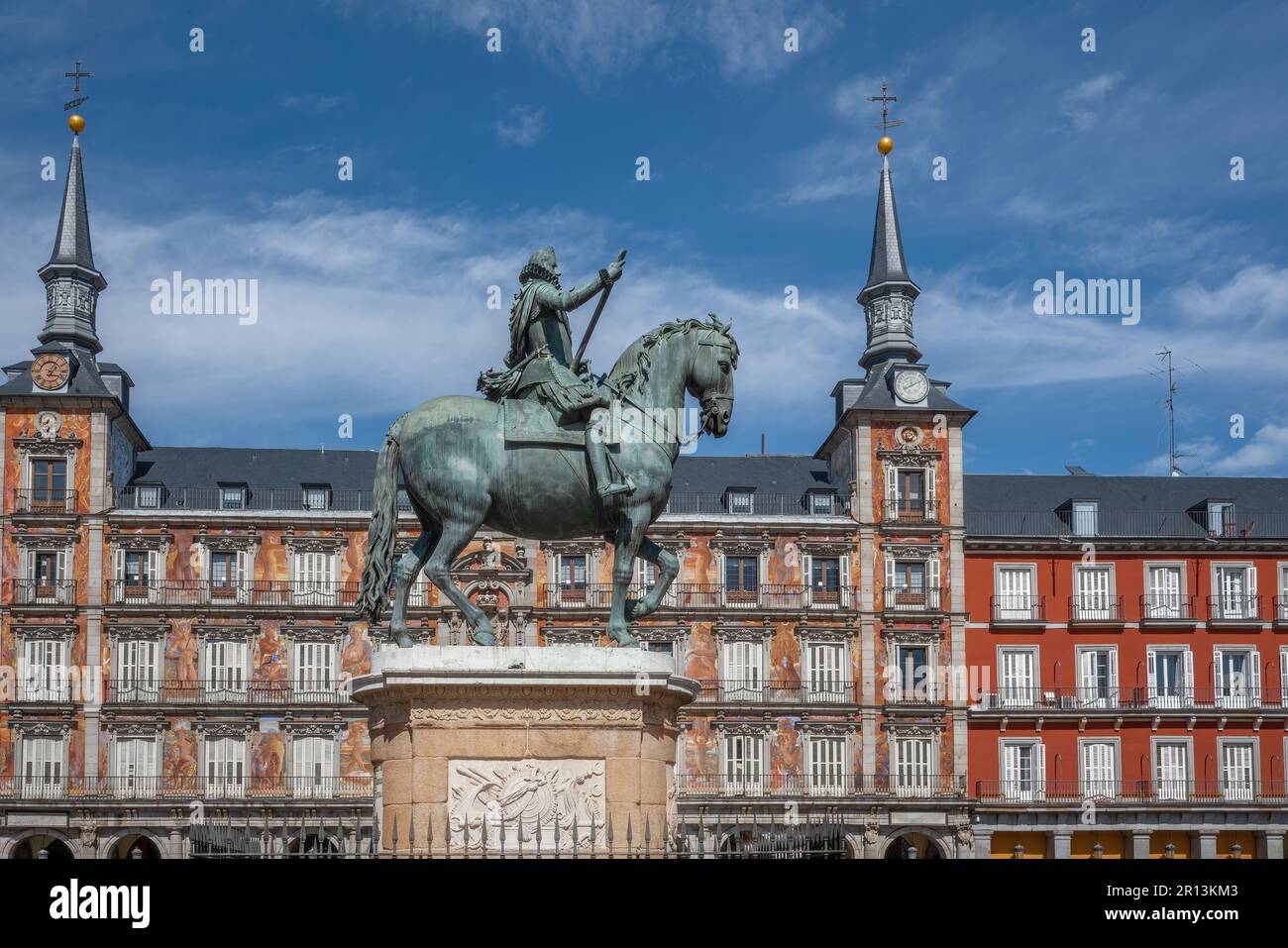Statue du roi Philippe III (Felipe III) à la Plaza Mayor - Madrid, Espagne Banque D'Images