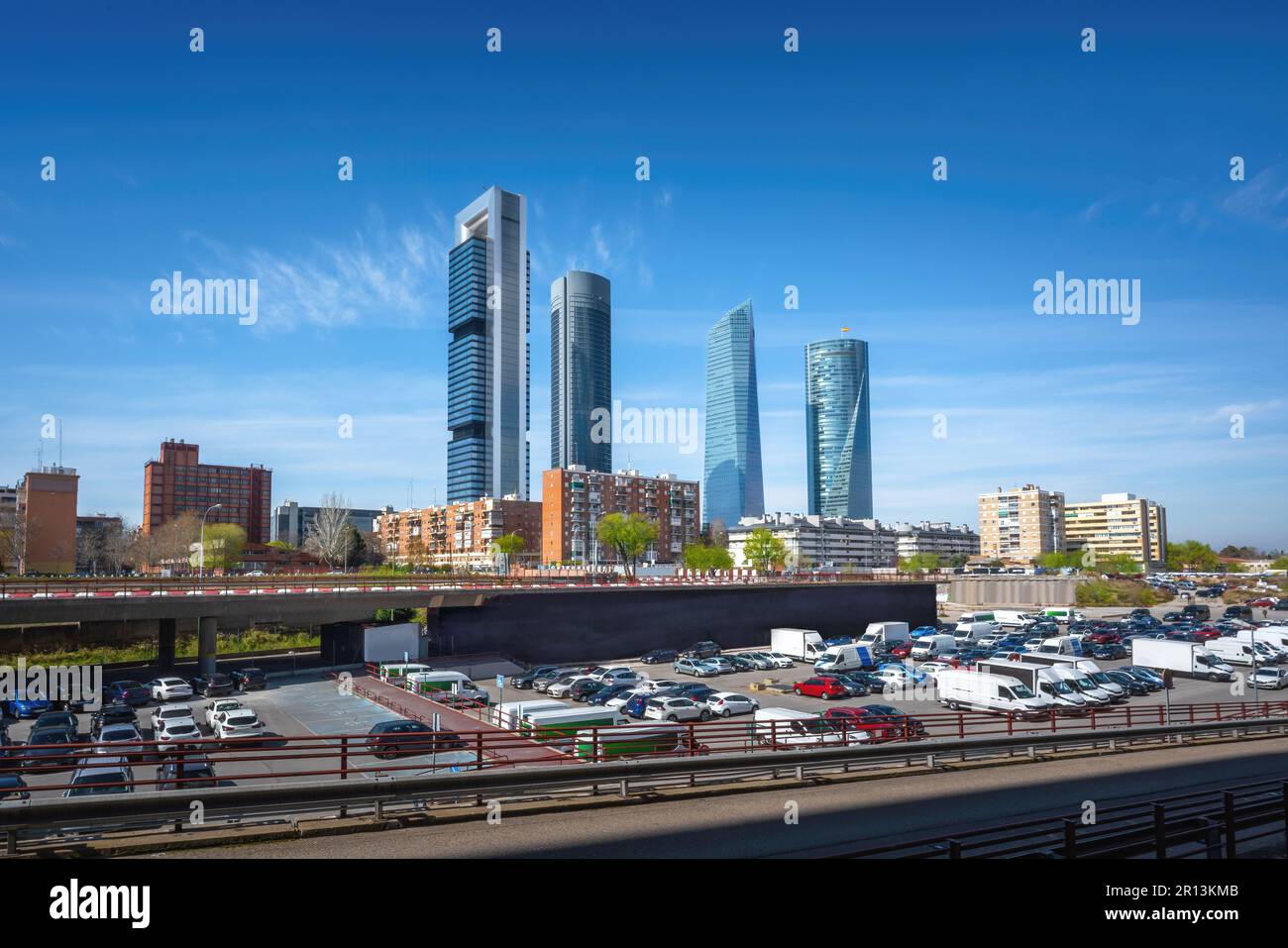 Quartier des affaires de Cuatro Torres gratte-ciels modernes - Madrid, Espagne Banque D'Images