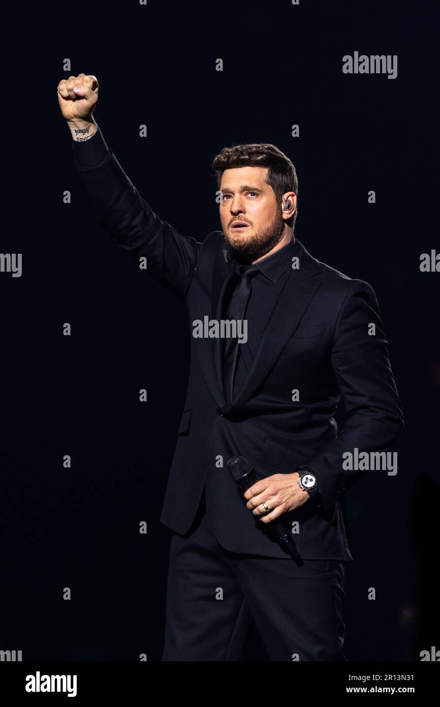 Michael Bublé en concert au Forum de Mediolanum à Milan, Italie. Banque D'Images