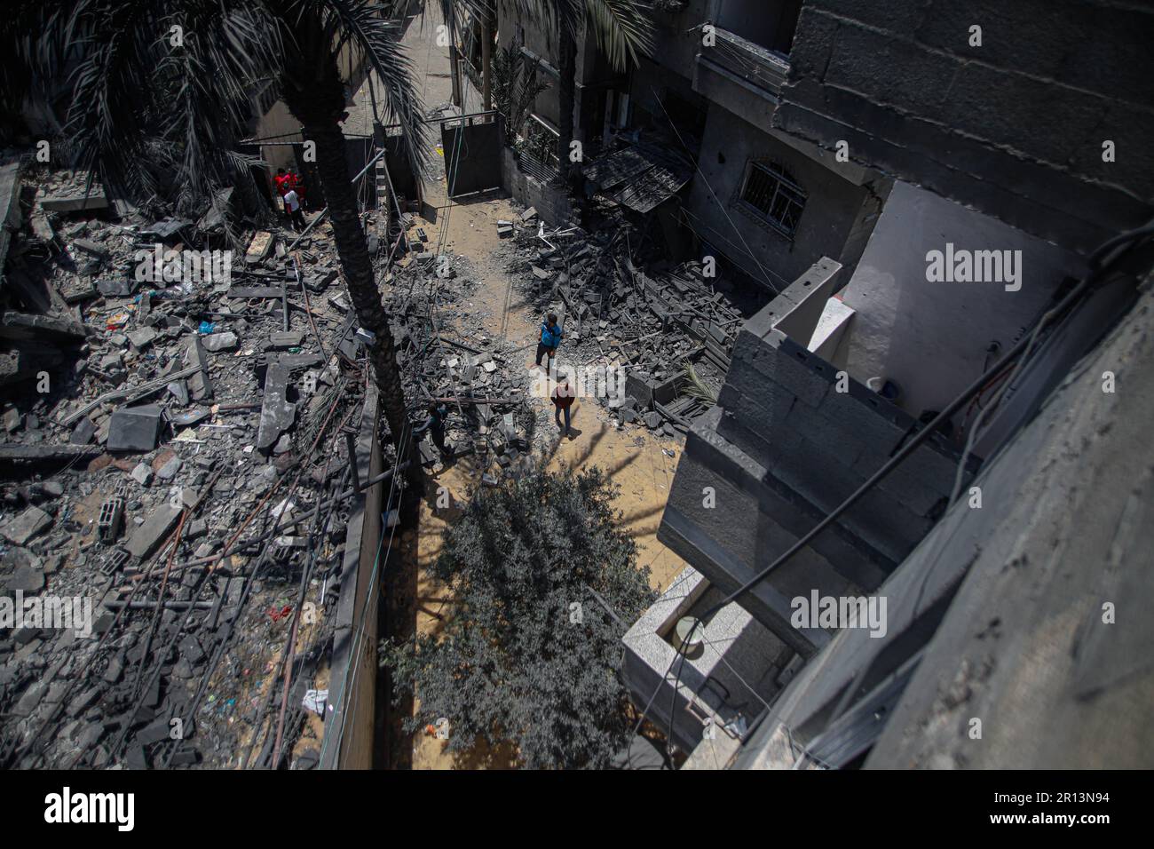 Gaza, Palestine. 11th mai 2023. Maison de la famille al-Misri, complètement détruite après qu'Israël ait lancé des frappes aériennes dans le district de Beit Lahia, dans la ville de Gaza, à Gaza, sur 11 mai 2023. Photo de Ramez Habboub/ABACAPRESS.COM crédit: Abaca Press/Alay Live News Banque D'Images