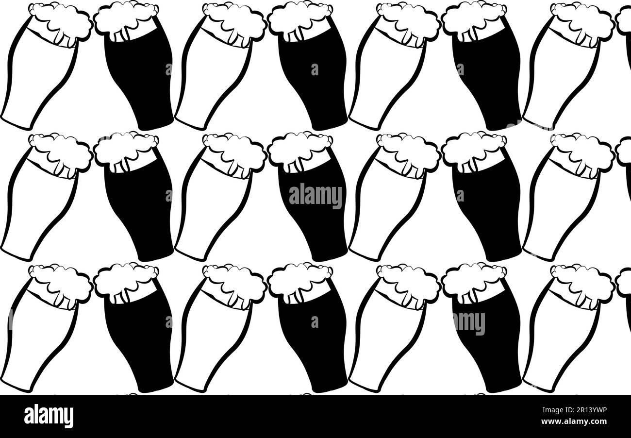 Motif, deux verres à bière avec verres à bière clair et foncé sur fond blanc. Illustration vectorielle. Illustration de Vecteur