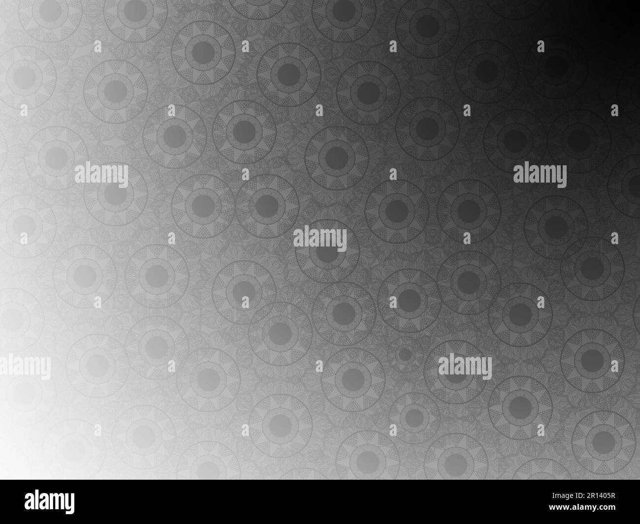 Texture d'arrière-plan dégradé en niveaux de gris, noir et blanc pour le papier peint, le bureau. Joli motif mandala dessiné à la main très féminin. Banque D'Images
