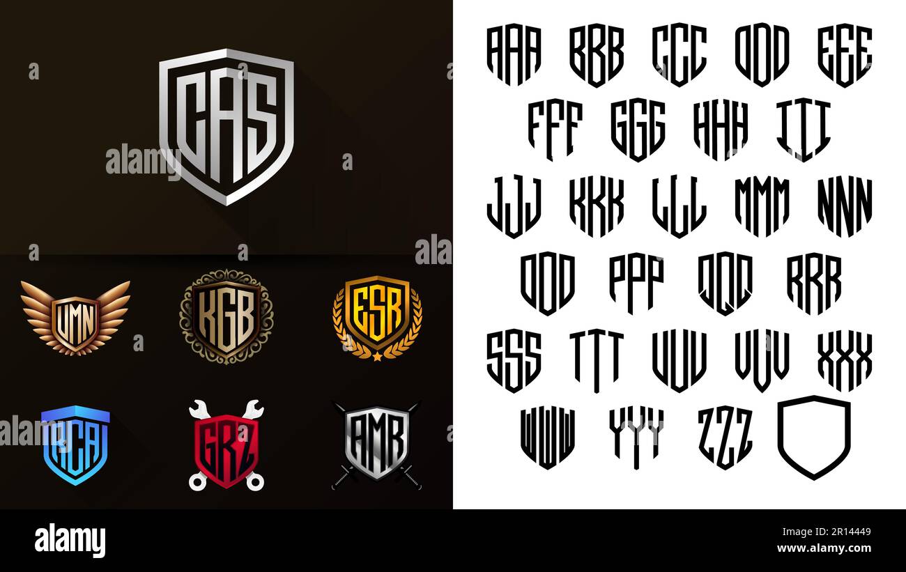3 écran de monogramme de lettre pour logo, broderie ou emblème d'initiales Illustration de Vecteur