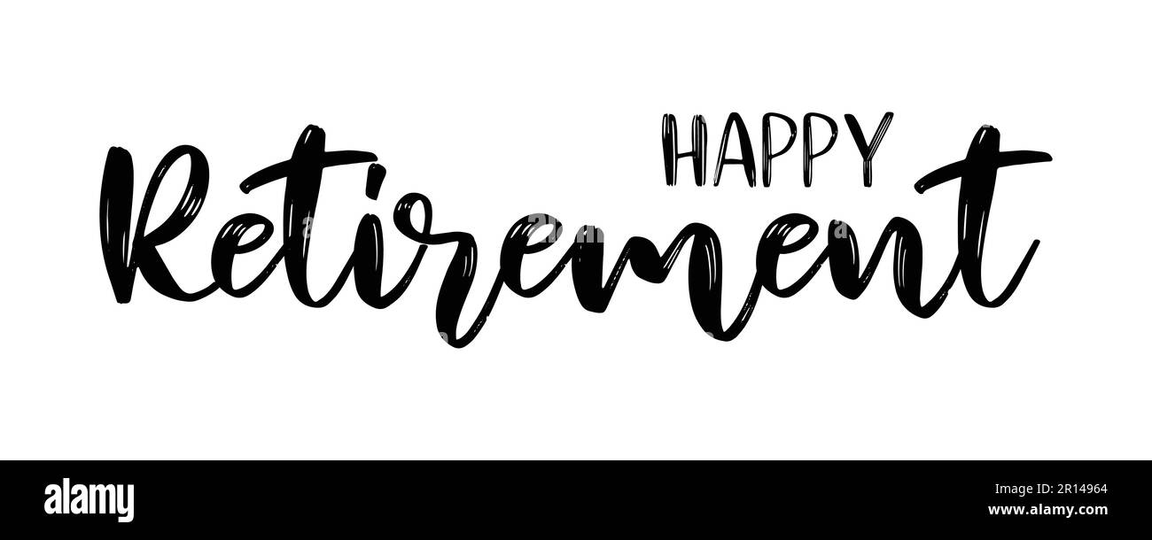 Citation de RETRAITE HEUREUSE esquissée à la main sous forme de logo ou de bannière Illustration de Vecteur