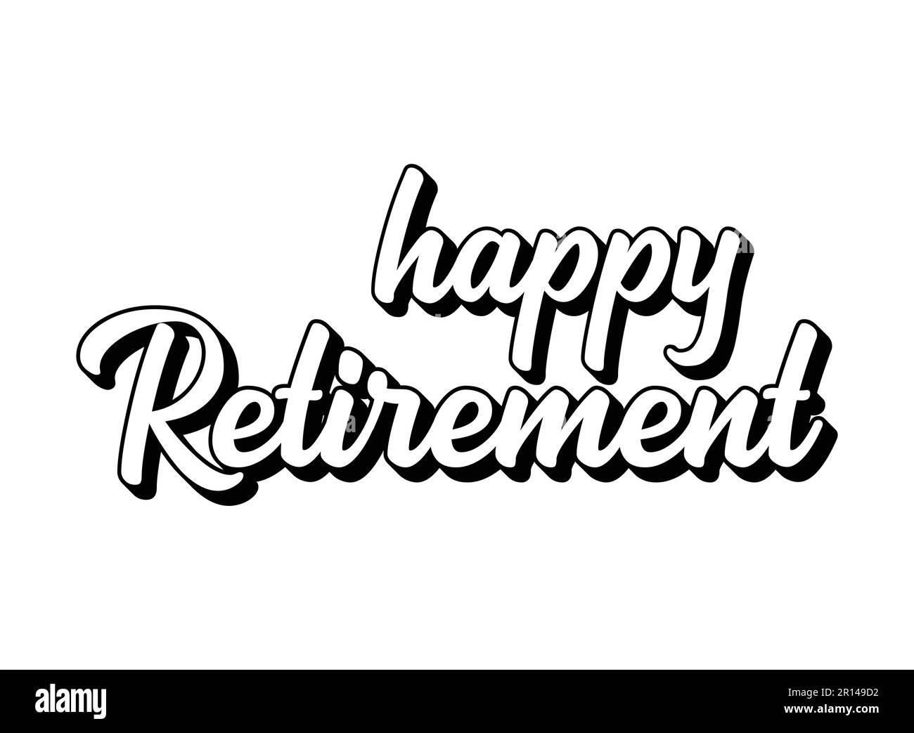 Citation de RETRAITE HEUREUSE esquissée à la main sous forme de logo ou de bannière Illustration de Vecteur