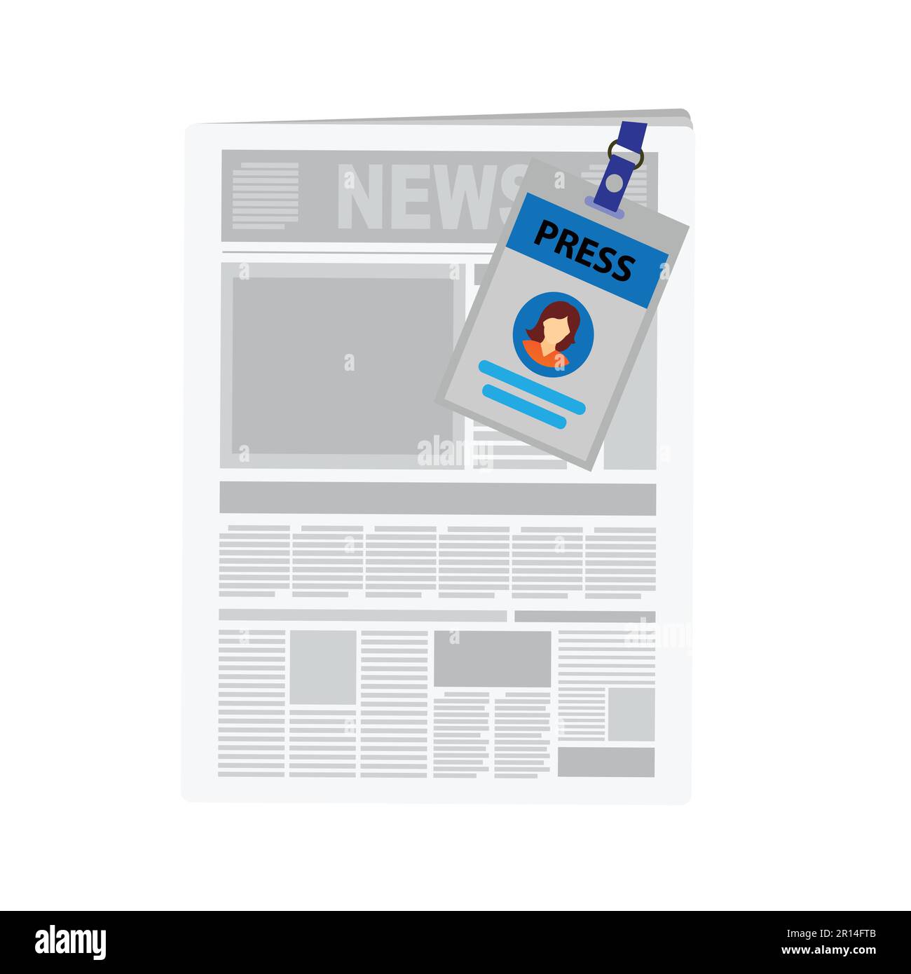 Journal avec un badge et le mot « presse » Illustration de Vecteur