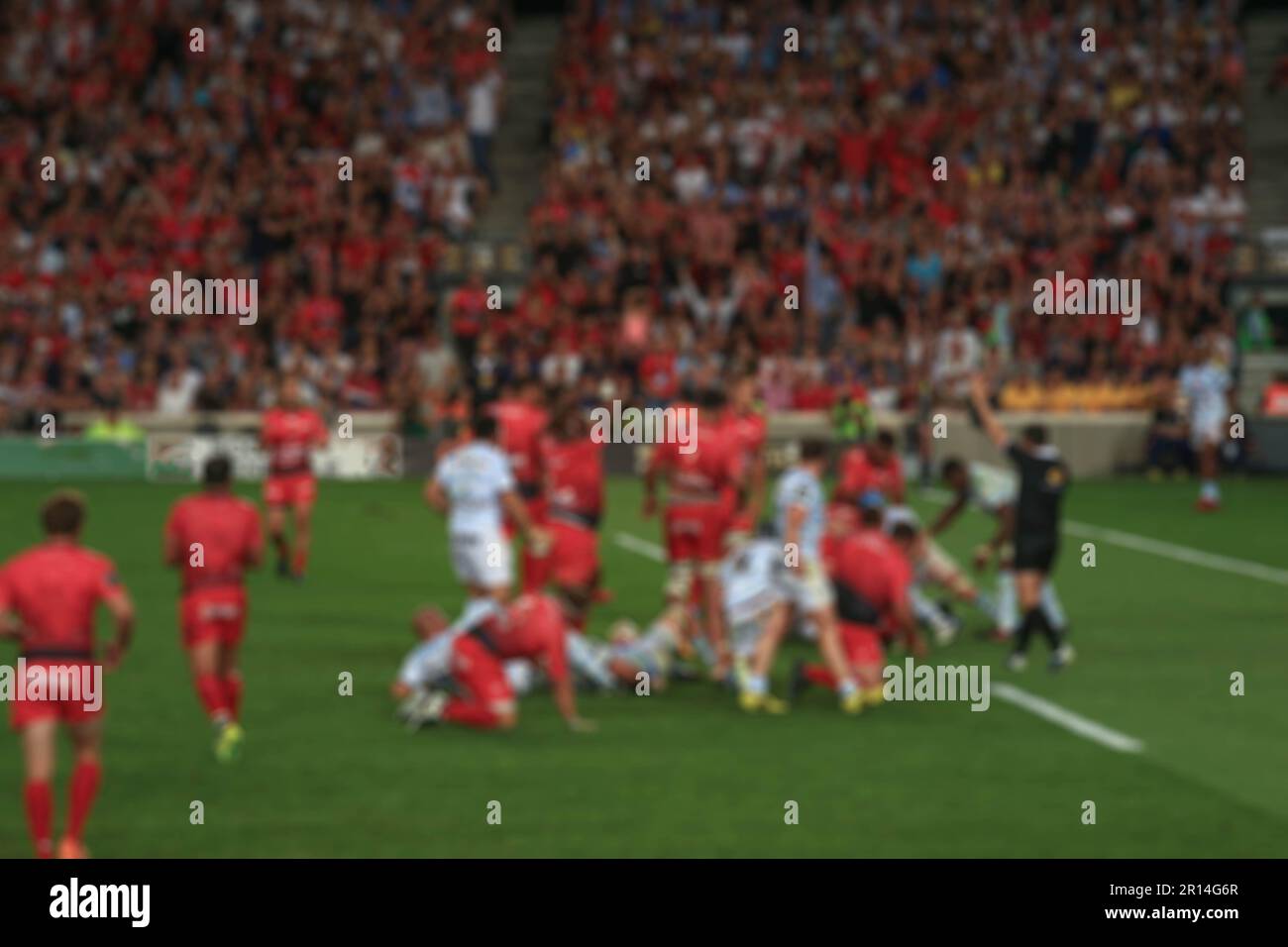 Arrière-plan flou des matches de rugby, sport en plein air Banque D'Images