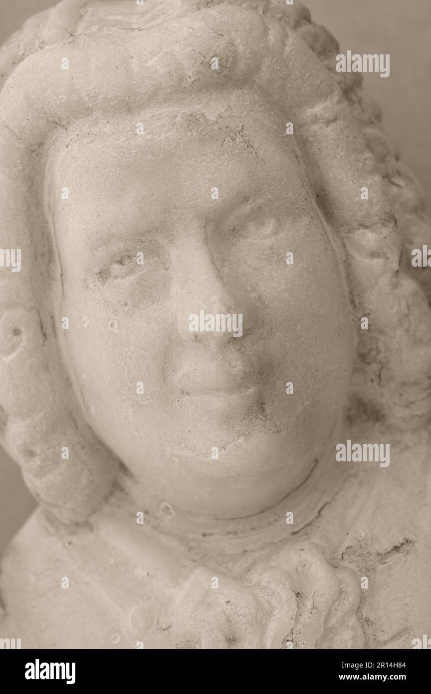 Modèle en marbre du chef du compositeur Johann Sebastian Bach Banque D'Images