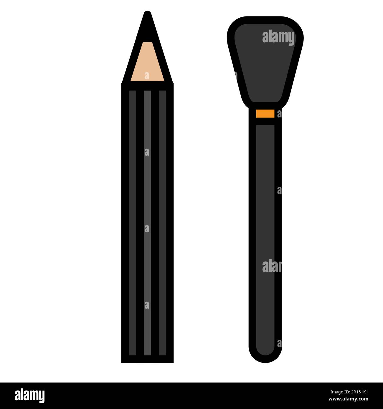 Black Flat Icon est un simple crayon cosmétique tendance et glamour pour teinter les lèvres et les yeux et une poudre de fard à joues pour le maquillage, des conseils de beauté. Vecteur Ill Illustration de Vecteur