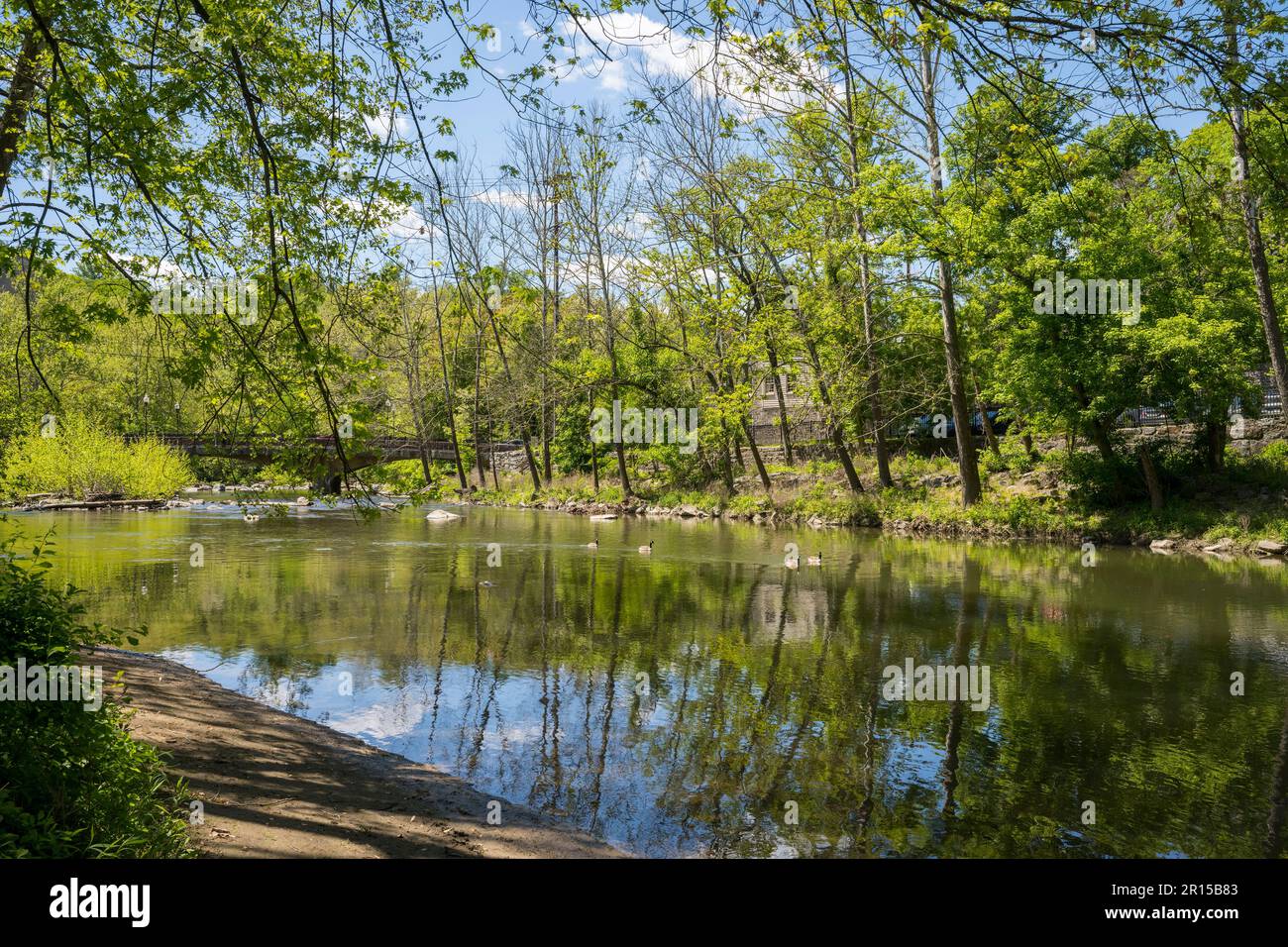 Vue sur la rivière Patapsco à Ellicott City, une ville historique du comté de Howard, Maryland, États-Unis d'Amérique. Banque D'Images