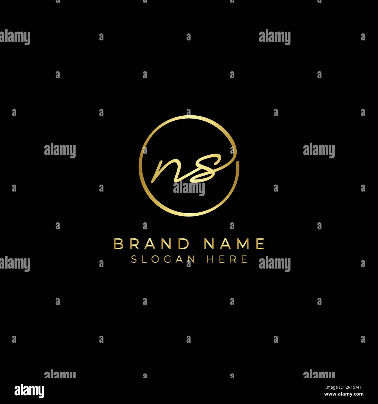 N, S, NS lettre initiale manuscrite et logo vectoriel de signature. Modèle d'entreprise en dessin au trait de forme ronde Illustration de Vecteur
