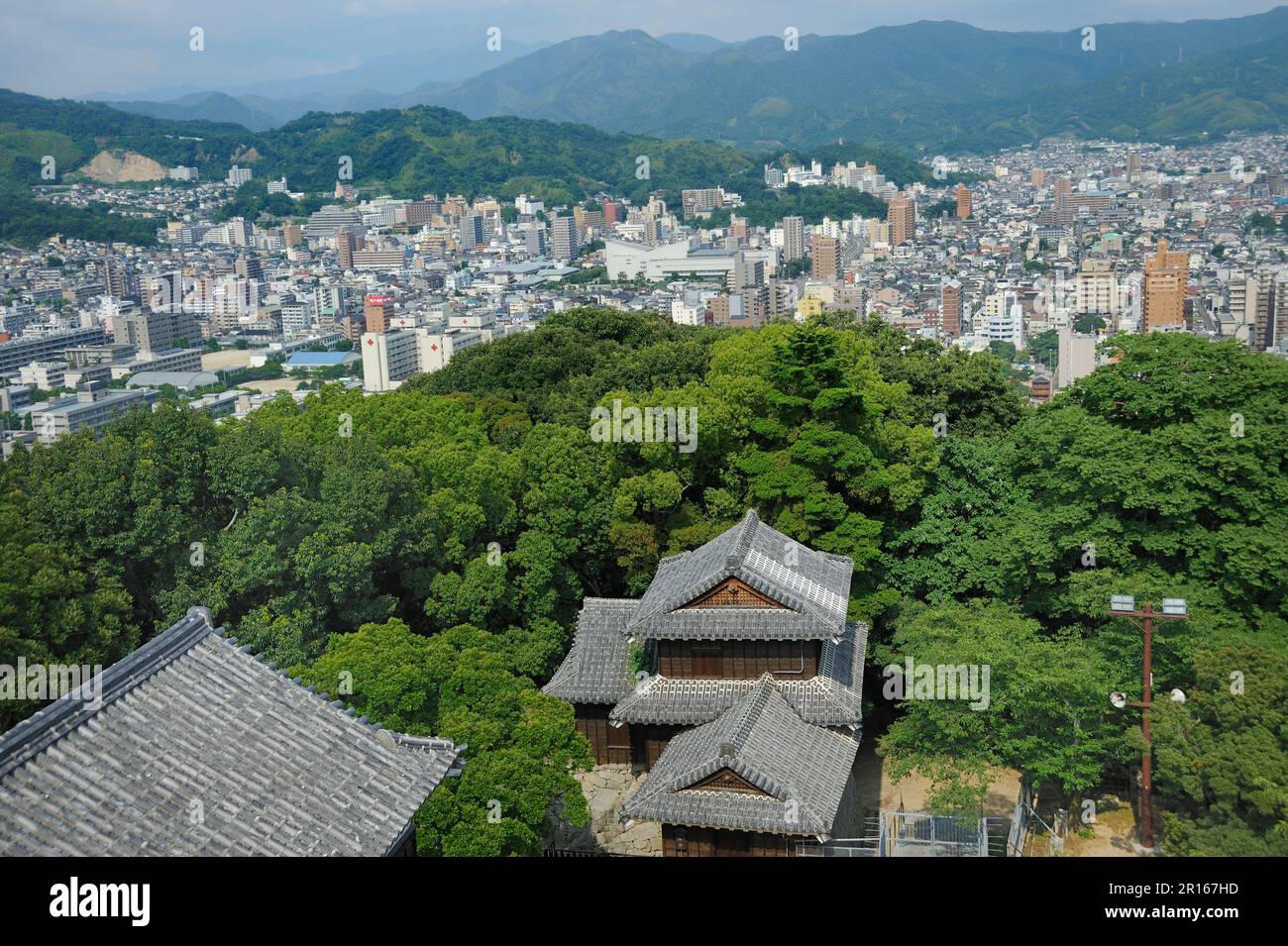 Vue depuis le château de Matsuyama Banque D'Images