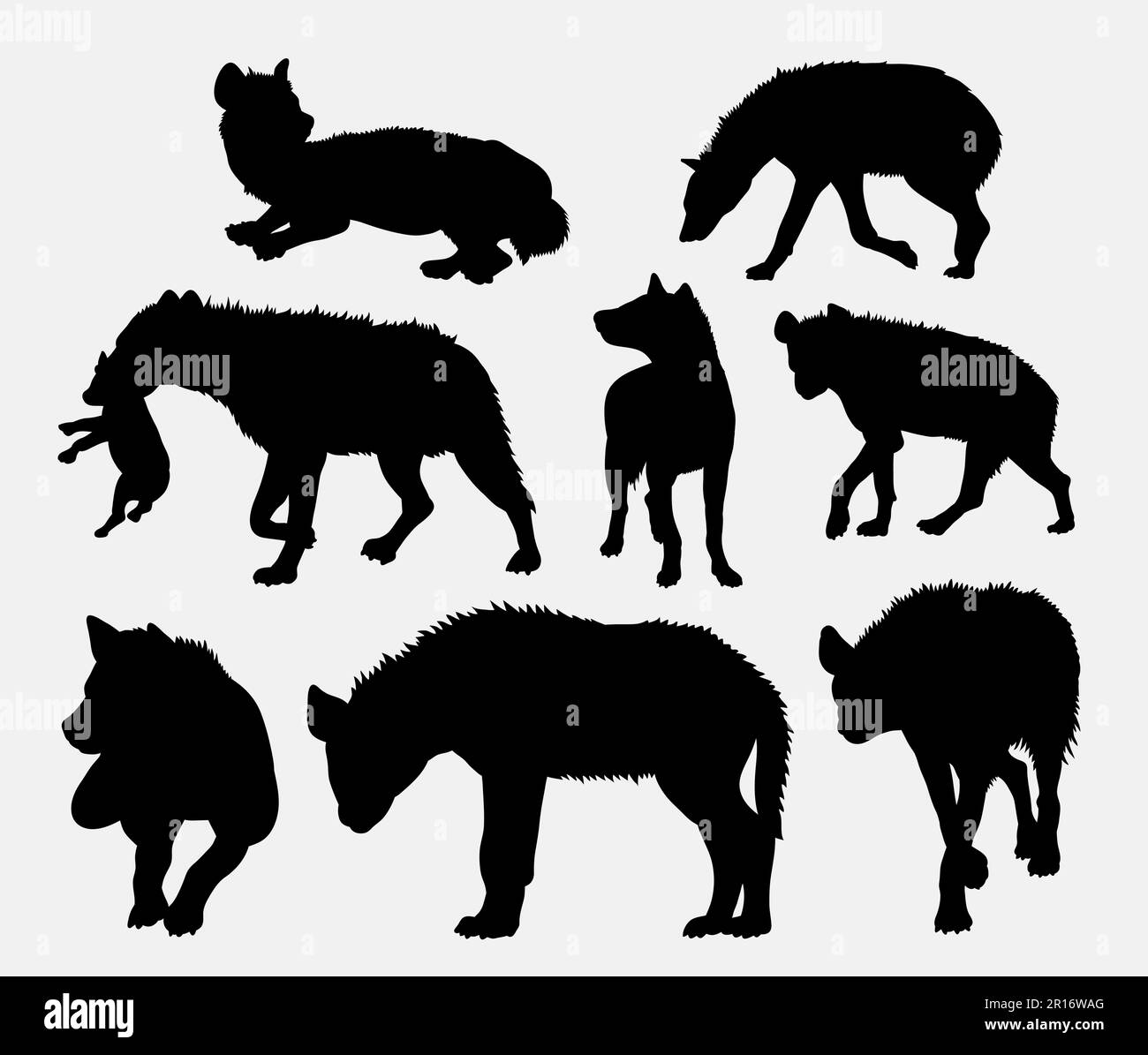 Silhouette d'animal sauvage Hyena Illustration de Vecteur