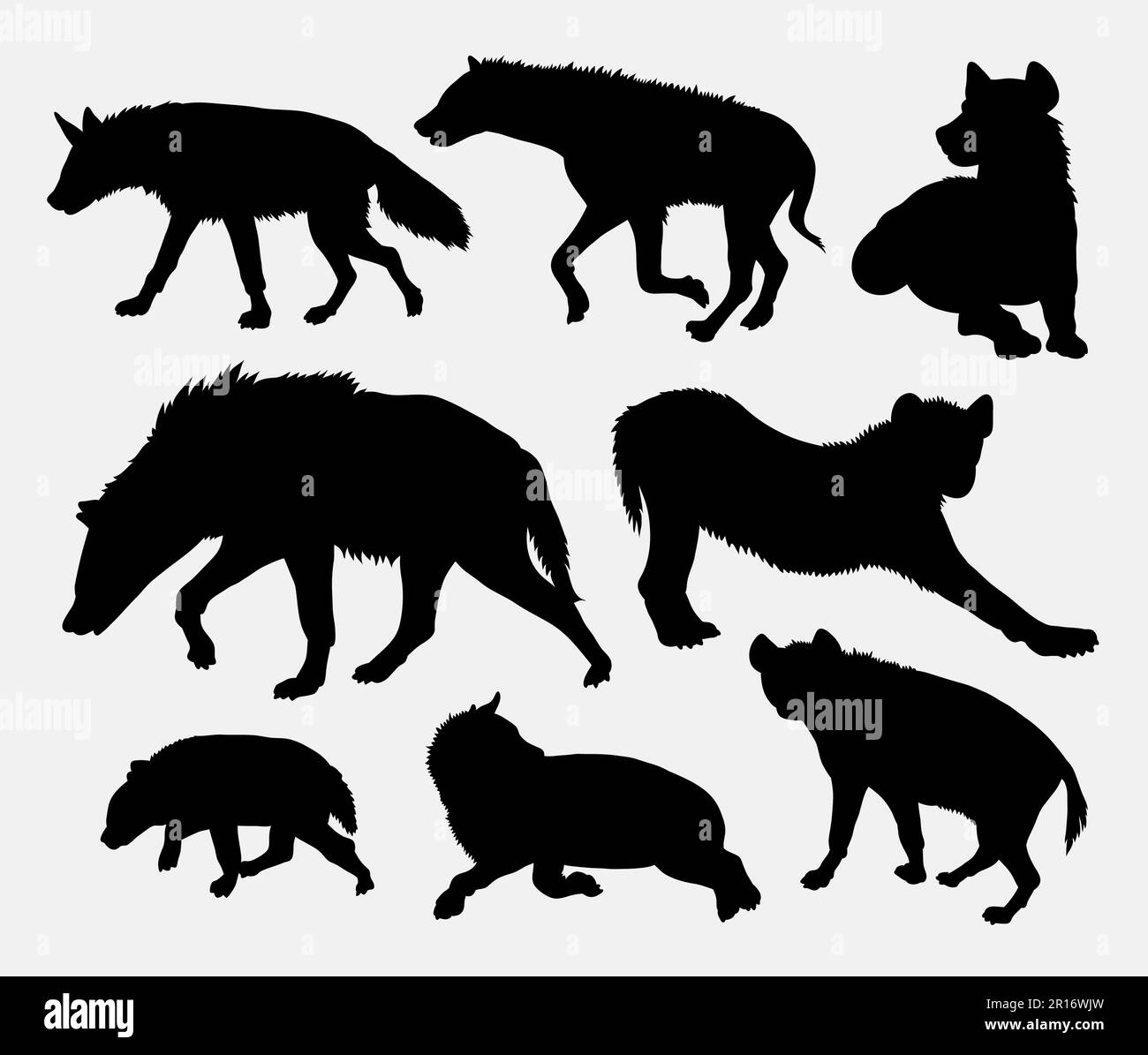 Silhouette d'animal de mammifères Hyena 04. Bonne utilisation pour symbole, logo, icône web, mascotte, sticker design, signe, avatar ou tout modèle que vous voulez Illustration de Vecteur