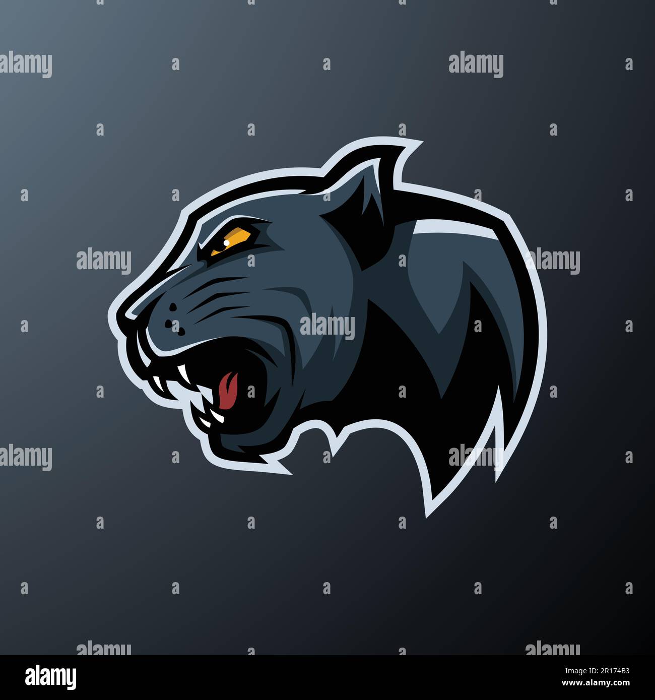 Angry Panther Mascot logo - animaux Mascot E-sport logo Vector Illustration Design concept. Illustration de Vecteur