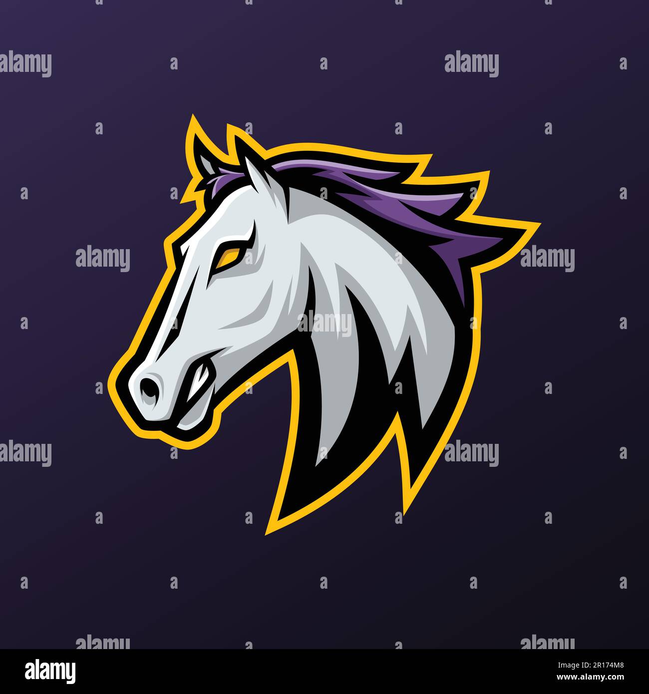 Angry Horse Mascot logo - animaux Mascot E-sport logo, Vector Illustration Design concept. Illustration de Vecteur